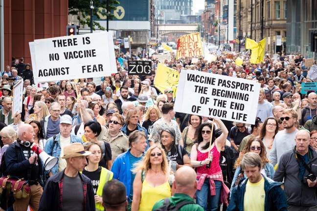 Anti-vaxxers rally. Credit: Andy Barton / Alamy Stock Photo