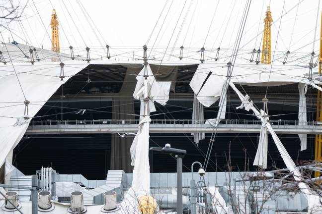 The O2's roof was ripped off. Credit: Alamy