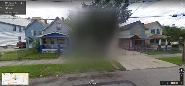 This suburban Cleveland house is blurred from view for good reason. (Credit: Google Maps)