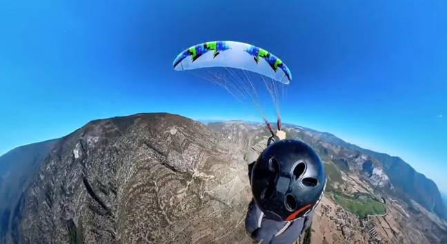 Kevin Philipp was doing acro-paragliding in Organya, Spain. Credit: Kevin Philipp via Storyful