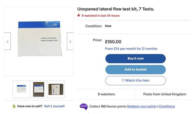 人们一直在eBay上出售测试。信用：eBay