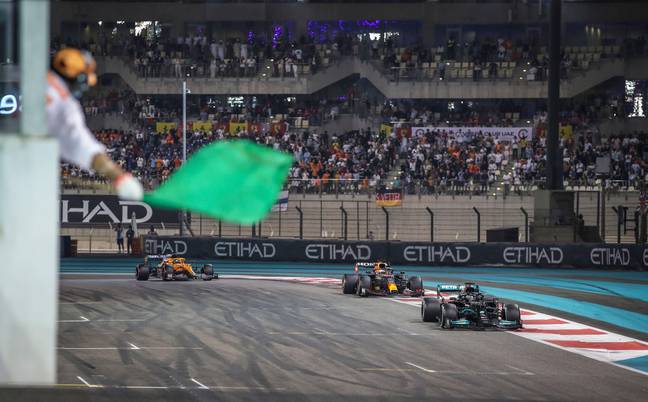 Hamilton said the race was 'manipulated' after being overtaken on the last lap. Credit: Alamy