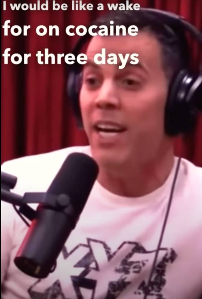 Steve-O explaining his drug use for three days straight. Credit: Blunt / YouTube
