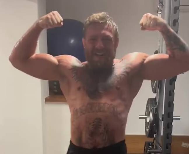 The MMA fighter has been working on his physique after breaking his leg in 2021. Credit: Twitter/@TheNotoriousMMA
