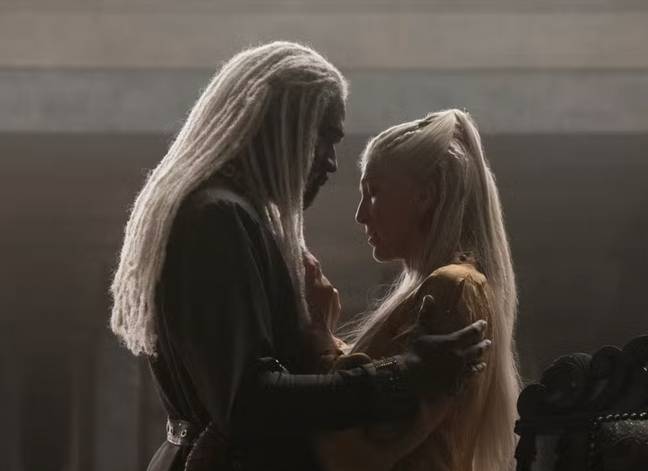 Eve Best (right) as Princess Rhaenys Valaryon. Credit: HBO