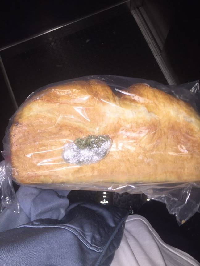 The weed arrived along with the bread. Credit: Twitter/@shottatexts