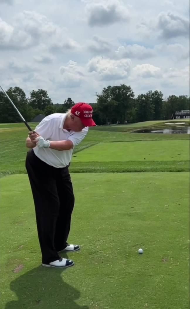 The former President appeared to laugh off the banter on the course. Credit: Kennedy