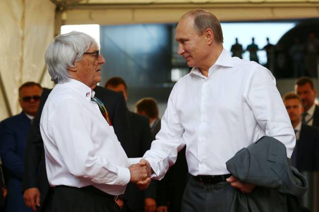 Ecclestone and Putin became friends through Formula One. Credit: Alamy