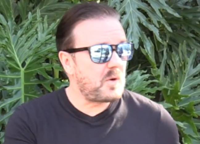 Ricky Gervais gave paparazzi a quick picture before asking them not to follow him further. Credit: The Hollywood Fix