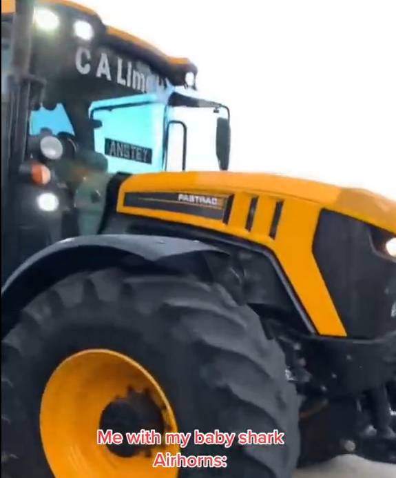 Nobody is topping the tractor that plays Baby Shark as far as prom entrances go.  Credit: TikTok/@charlieanstey1