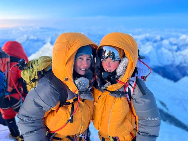 Gabby and her mum at the Everest peak. Credit: Tendi Sherpa.