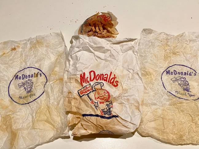 The McDonald's bags had somehow been perfectly preserved. Credit: u/slamminsammy2109/Reddit