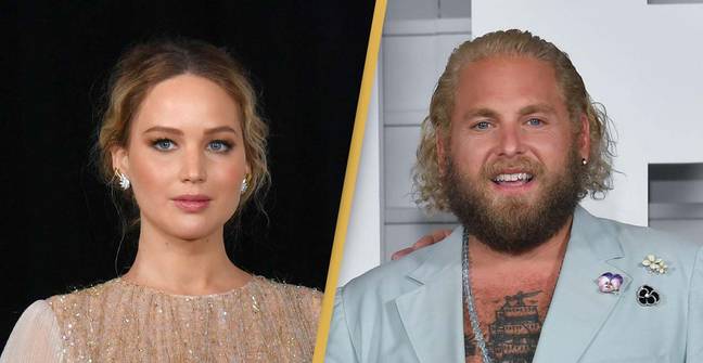 Jennifer Lawrence on Jonah Hill in Don't Look Up - Alamy 
