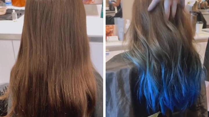 Mum divides opinion after letting eight-year-old daughter dye her hair blue