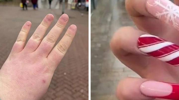 Man shows off Christmas acrylic nails but people say they look like 'bricks'