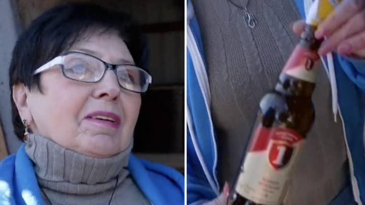 Ukrainian Grandmother Prepares Molotov Cocktails
