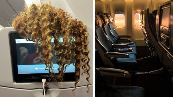 Woman divides opinion after draping hair over back of plane chair during seven hour flight