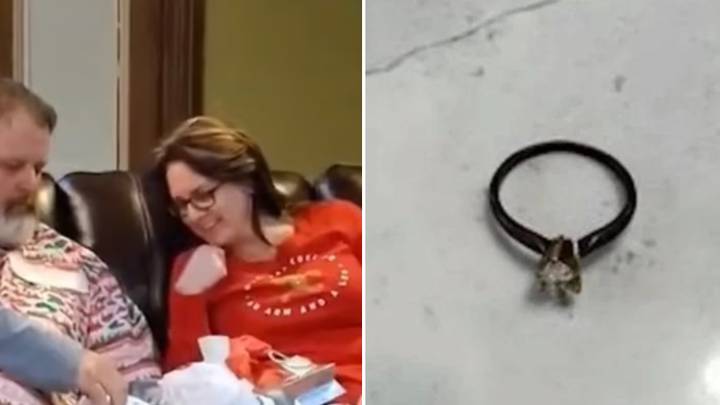 Couple gifted engagement ring lost down toilet 21 years ago for Christmas