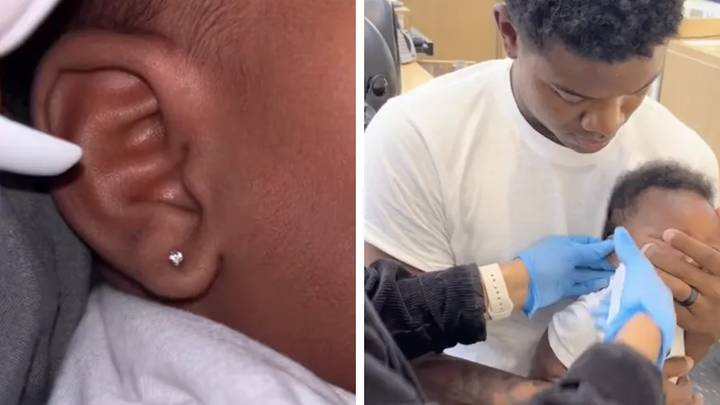 Dad praised for getting baby boy's ears pierced