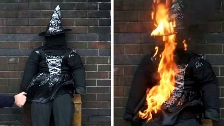 Horrifying footage shows how child's Halloween costume can catch fire in just seconds