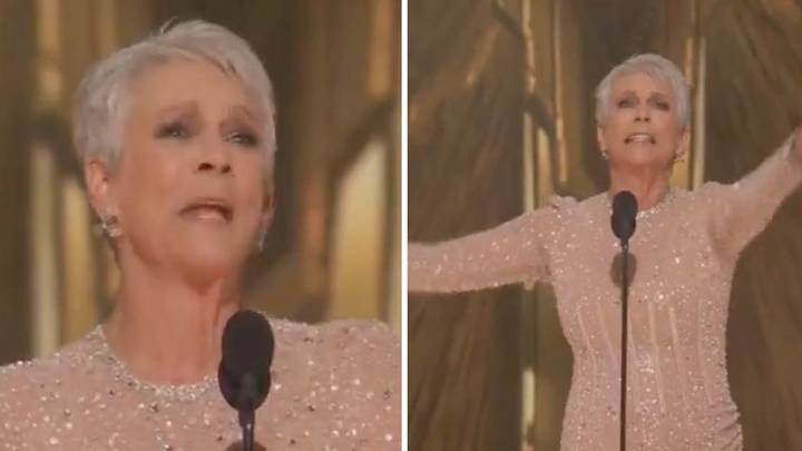 Jamie Lee Curtis breaks down in tears as she wins Oscar for Best Supporting Actress