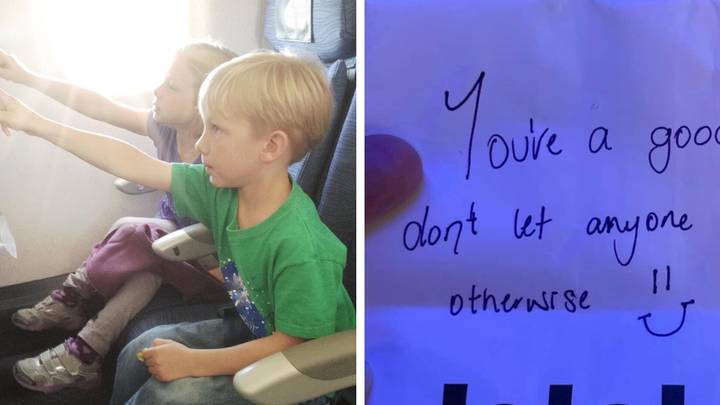 Mum receives kind note from stranger after ‘grumpy’ man hit out at her children mid-flight