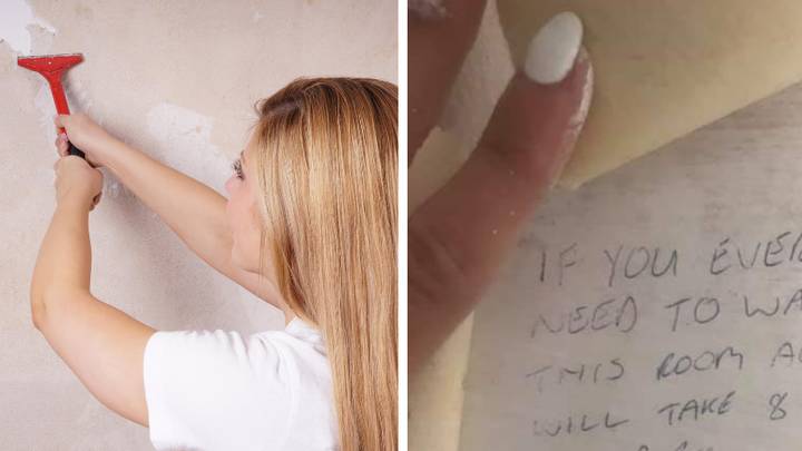 Woman finds hilarious note previous owner left under her wallpaper in the 90s