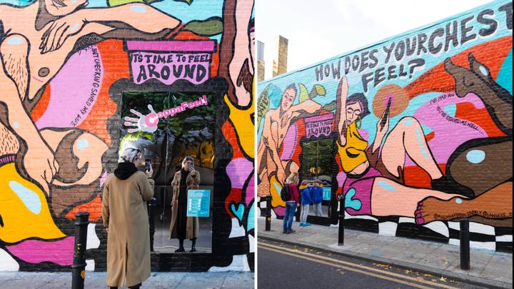 Giant mural in London encourages people to check their chests