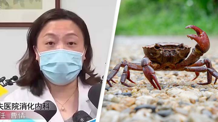 Dad eats live crab in revenge after it bit his daughter