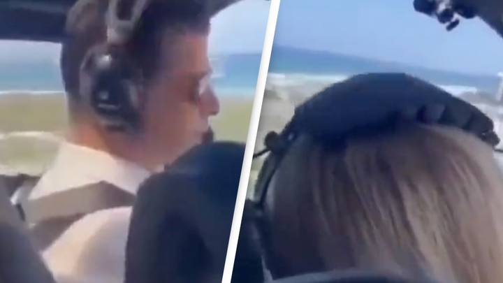 Shocking moment two helicopters crash mid-air caught on camera