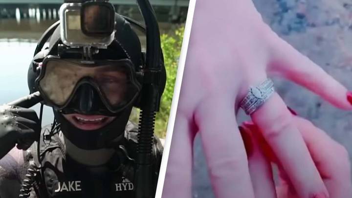 Scuba diver went on a mission to find a diamond ring someone threw in the water in a TikTok video