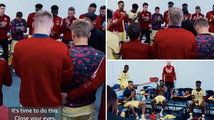 Incredible Footage Shows Mikel Arteta Getting Entire Arsenal Squad To Rub Palms Before Game