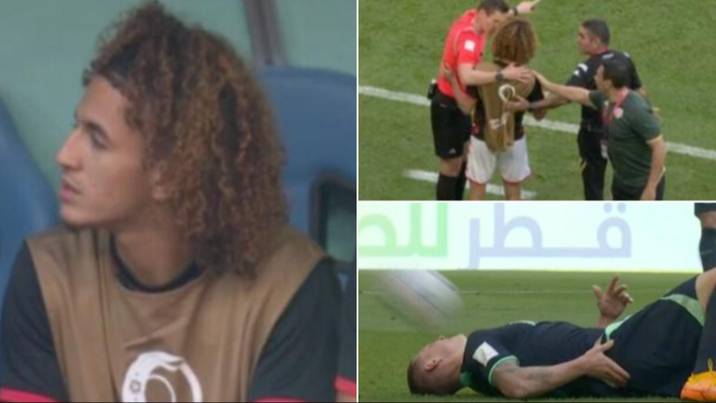Hannibal Mejbri caused chaos after throwing ball at an Australian player’s face