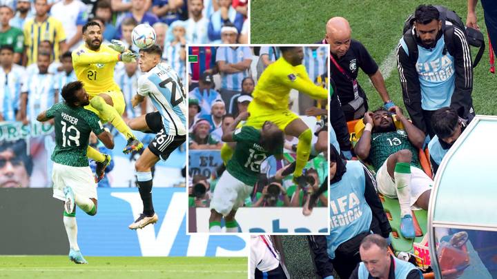 Saudi Arabia defender suffered horrific injury after sickening collision with own goalkeeper against Argentina