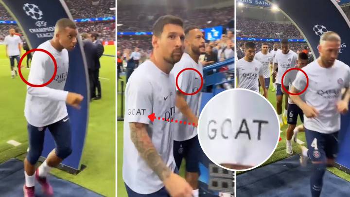 Footage confirms Lionel Messi was the only player to have 'GOAT' on the sleeve of PSG training top