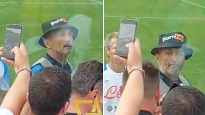 Napoli Manager Luciano Spalletti Put On A Pornhub Hat Given To Him By Fans