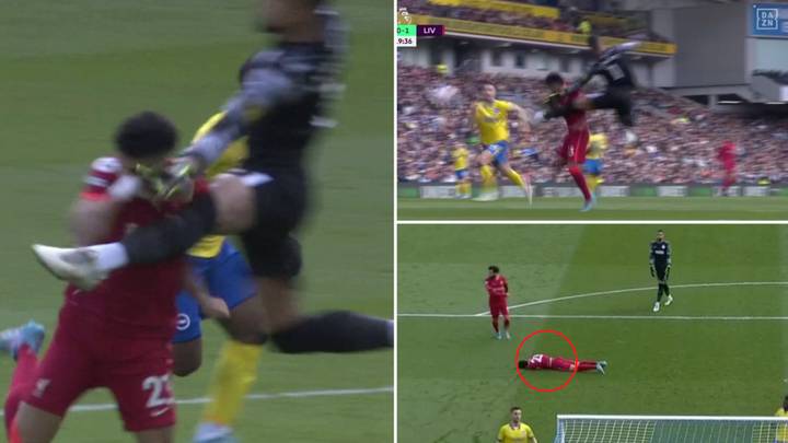 Brighton Goalkeeper Robert Sanchez Avoids A Booking After Wiping Out Liverpool's Luis Diaz With SHOCKING Challenge