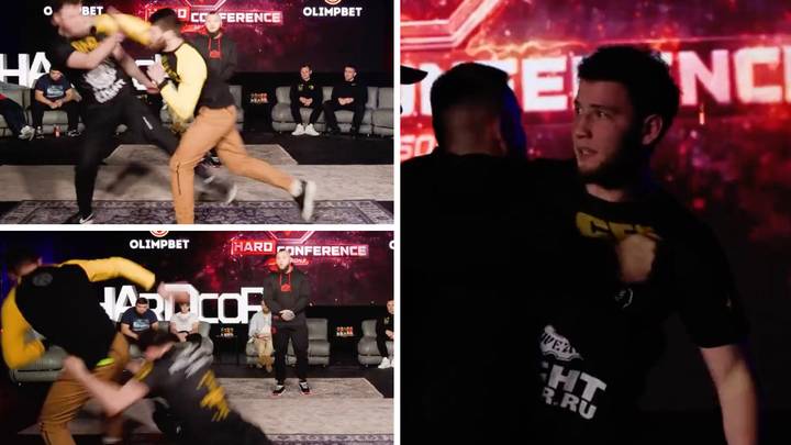 Russian MMA Fighter Sparks Wild Brawl By Punching Opponent During Face-Off