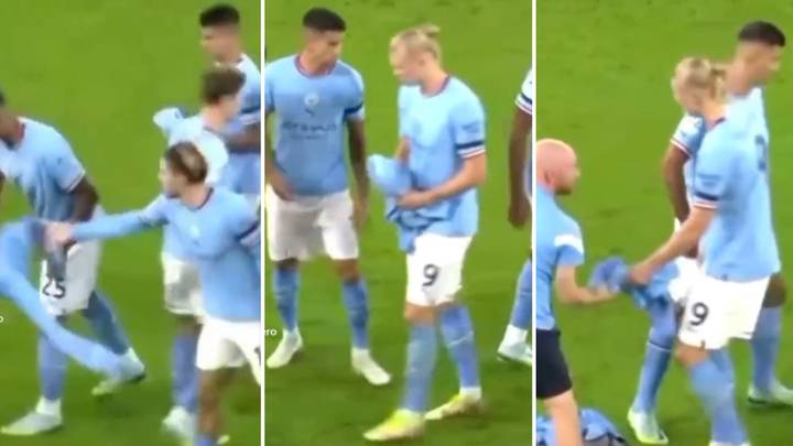 Video shows Erling Haaland is the politest of all his Man City teammates