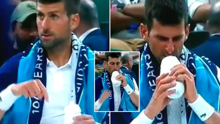 Tennis Fan Convinced He Knows Why Novak Djokovic Was 'Inhaling' Water Bottle At Wimbledon