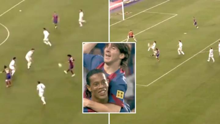 17 Years Ago Today, Ronaldinho Assisted Lionel Messi's First Goal For Barcelona