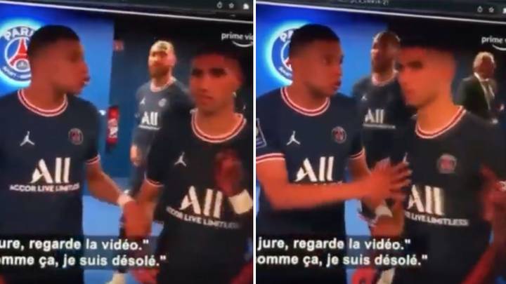 Extraordinary footage shows PSG superstar Kylian Mbappe ranting at teammate Achraf Hakimi for poor pass