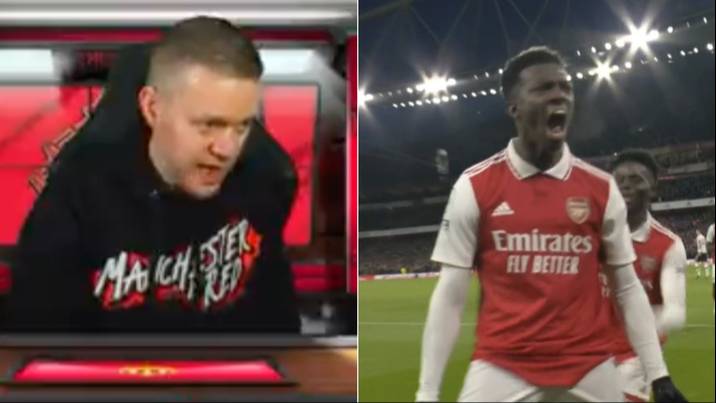 Mark Goldbridge stunned by Arsenal’s late winner vs Man United, his reaction was priceless