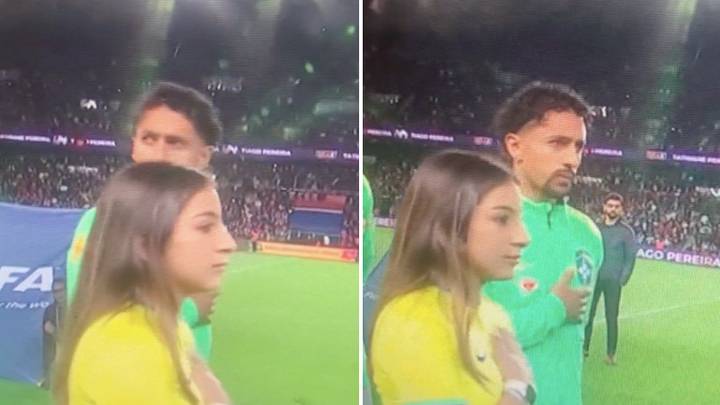 Footage shows Marquinhos in disgust after Brazil's national anthem was booed at PSG's Parc des Princes stadium