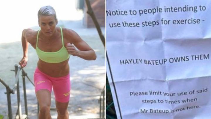 Angry locals leave passive aggressive note to ex-Ironwoman for hogging set of stairs