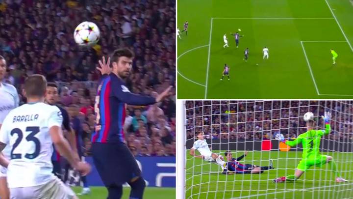 Gerard Pique told the Barcelona defence to 'calm' while playing Inter player onside, he then scored