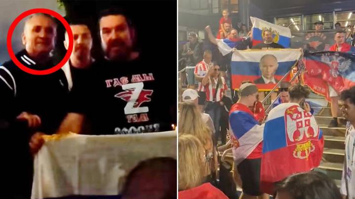 Novak Djokovic's dad poses with Russian flags at pro-Putin rally during Australian Open