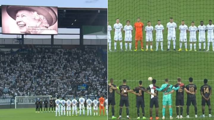 Fans boo during minute's silence for the Queen's death during Zurich vs Arsenal Europa League game