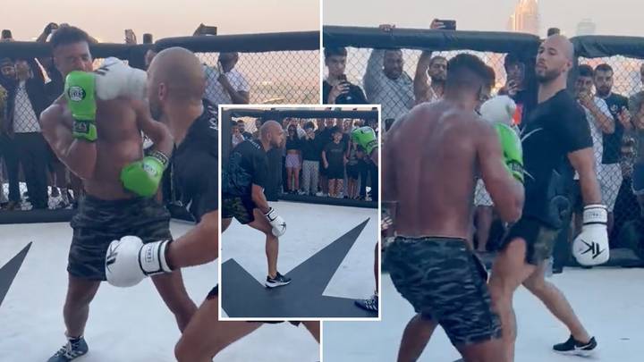 New footage of Andrew Tate sparring inside the octagon has emerged, lands massive blow