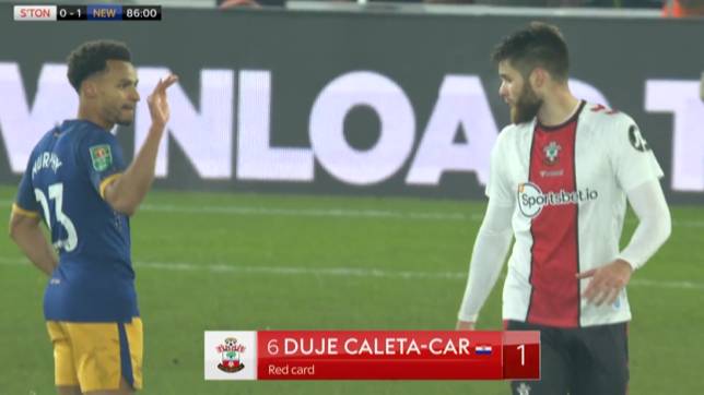 Jacob Murphy waving goodbye to Duje Caleta-Car after red card is the sh*thouse moment of the year